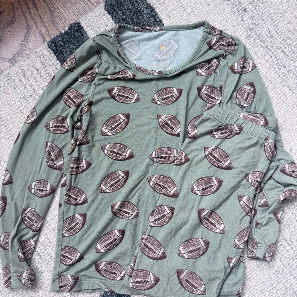 Pink Chicken Green Football Pajama Set